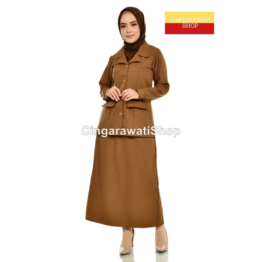 Setelan Seragam PNS Wanita Terbaru - Khaki Tua & Muda