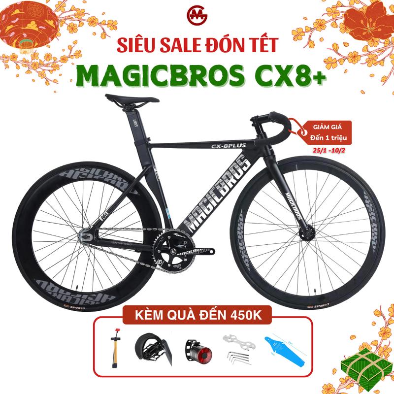Xe đạp fixed gear MAGICBROS CX8 Plus 2 bánh nan hoa khung nhôm không mối hàn kèm strap, bơm mini, lục giác lắp xe Sports Đạp Xe Đạp