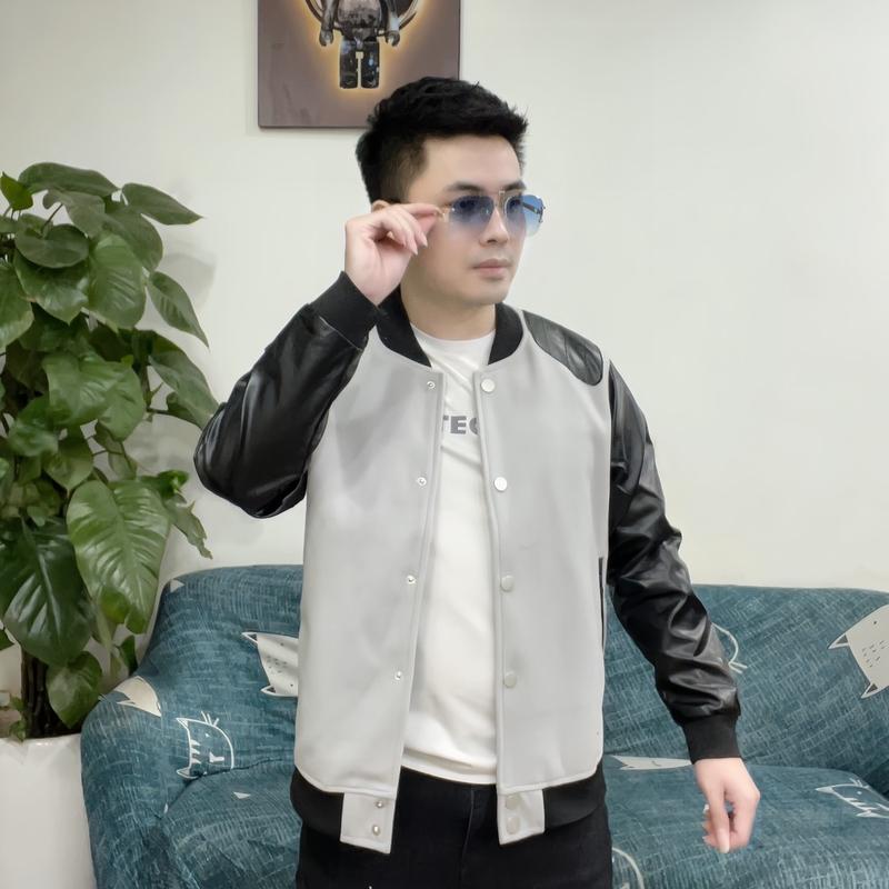 Áo khoác dạ bomber phối ống tay da có 3 màu Ghi - Đỏ- Đen aokhoac nam
