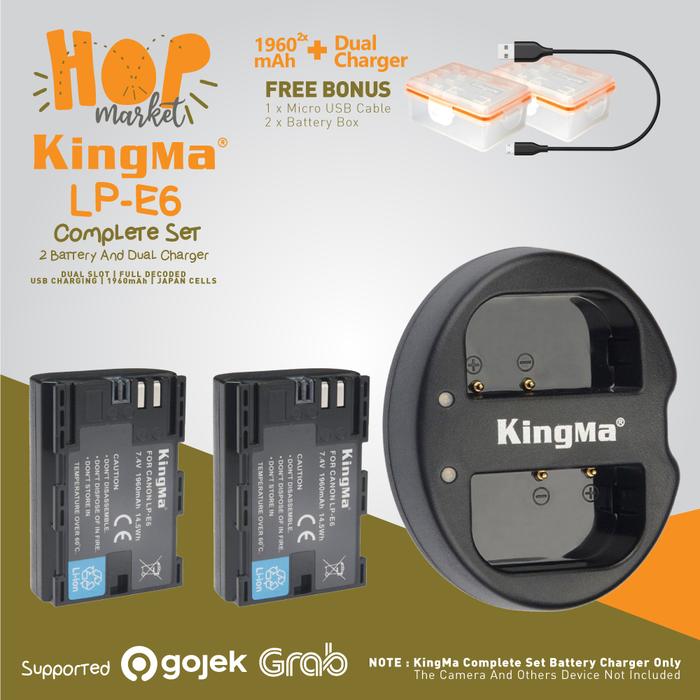 Gambar KingMa Paket Complete Baterai Charger Set LP-E6 Battery LP-E6N for Canon 80D 70D 60D 6D 6D2 7D 7D2 5D 5D2 5D3 etc - BLACK dari hop market Kota Administrasi Jakarta Barat Tokopedia