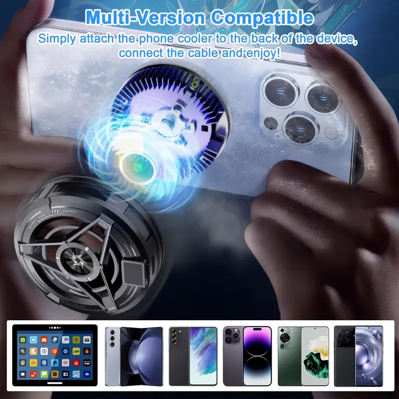 Lvcdodvd Phone Cooler for Gaming with Magnetic iPad Cooler Phone Fan Sticker Phone Clip LED Display Low Decibel Mobile Phone Radiator Compatible for iPhone/Android/Tablet/iPad (black01) 6