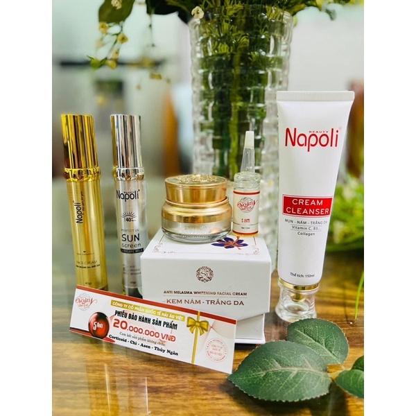  Combo routine 5 sản phẩm dưỡng da trắng hồng chống nắng Hải Âu Việt-Kem face Napoli 40gr,Kem face saffron 20gr,Kem chống nắng 40gr,Kem rửa mặt 150ml,Serum noãn thực vật 12ml 