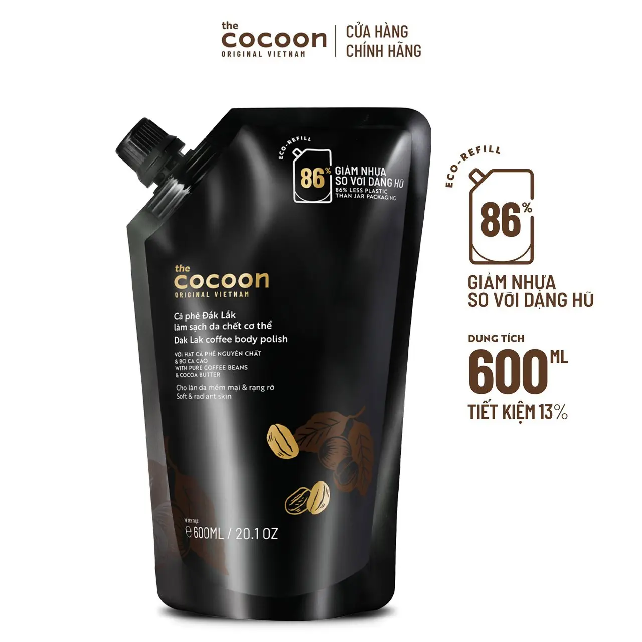 Ảnh đại diện Túi Refill - Cà phê Đắk Lắk làm sạch da chết cơ thể Cocoon cho làn da mềm mại & rạng rỡ 600ml