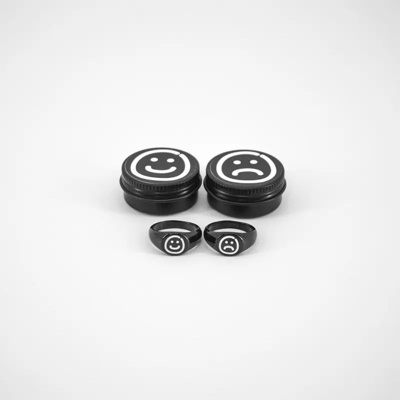FF SIGNET RING (SMILEY - SADDEY) - Black
