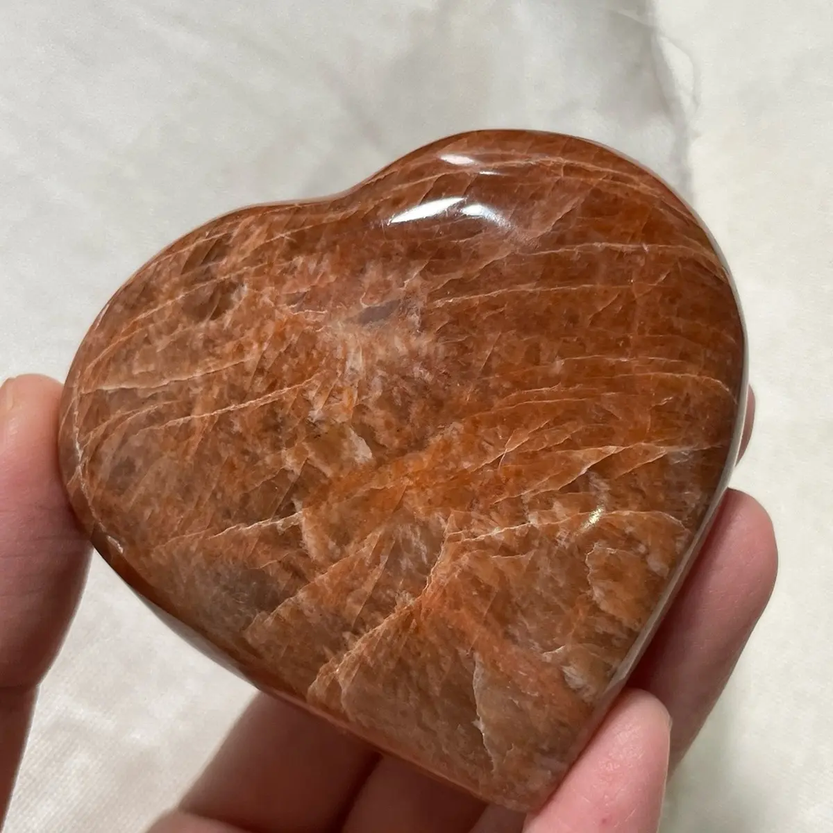 Peach moonstone heart shape love crystals