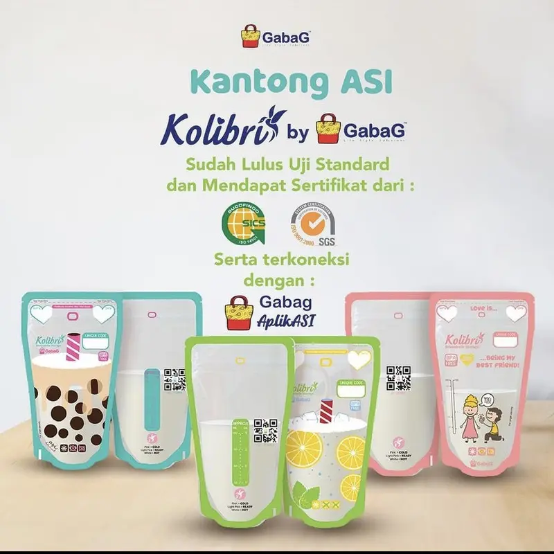 GABAG Kantong Asi Kolibri Smart 120 ml susu Baru lahir 6