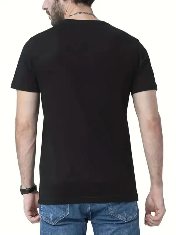 【Plus Size】 Letter & Number Print Round Neck Tee, Regular Fit Casual Short Sleeve Crew Neck T-Shirt for Summer, Men's Plus Size Top for Daily Wear, Tropical 7