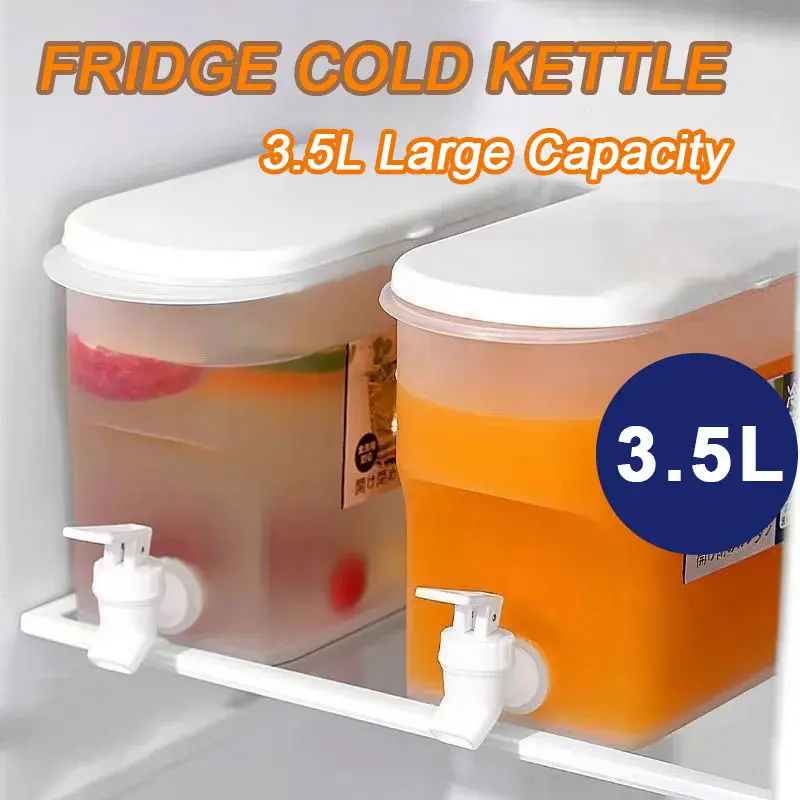 Bình Nước Lạnh Dung Tích Lớn, 3.5L, Có Vòi, Thích Hợp Cho Tủ Lạnh Và Gia Đình, Đựng Nước Ép, Trà Trái Cây, Đồ Uống Có Đá, Hộp Đựng Đồ Uống Lạnh