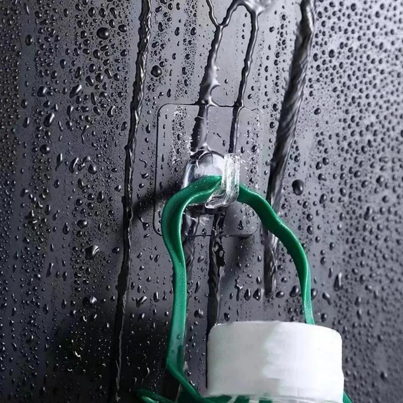 1 Set Clear Hook, Transparent Self-adhesive Hooks, Multifunctional Kitchen Bathroom Organizers 6