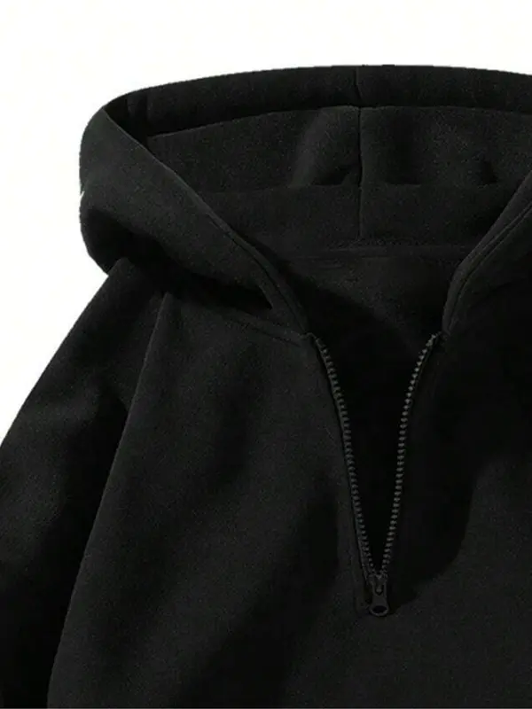 Men's Regular Fit Graphic Zip Up Thermal Lined Hoodie, Casual Drop Shoulder Long Sleeve Hooded Sweatshirt for Spring & Fall, Fashion Men's Clothes for Daily Wear 5