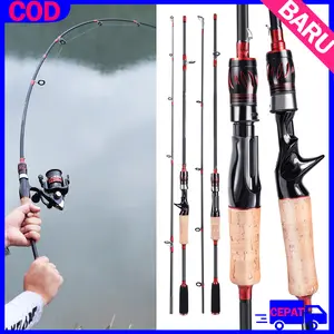 [COD]1.65m Joran Pancing Eva Black Handle Cork Handle 2 Bagian Pemintalan Casting Fishing Rod Air Asin dan Tiang Pancing Air Tawar Ikan Reel
