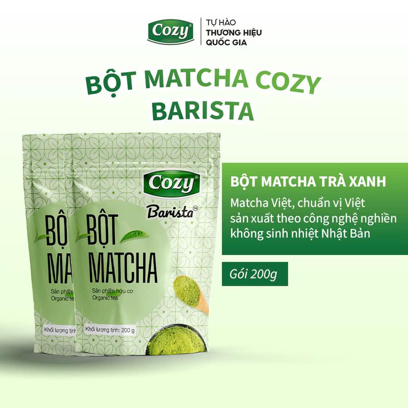 Combo 2 Túi Bột Matcha Cozy 200gr Trà Xanh Hữu Cơ Nguyên Chất Công Nghệ Nghiền Không Sinh Nhiệt Nhật Bản