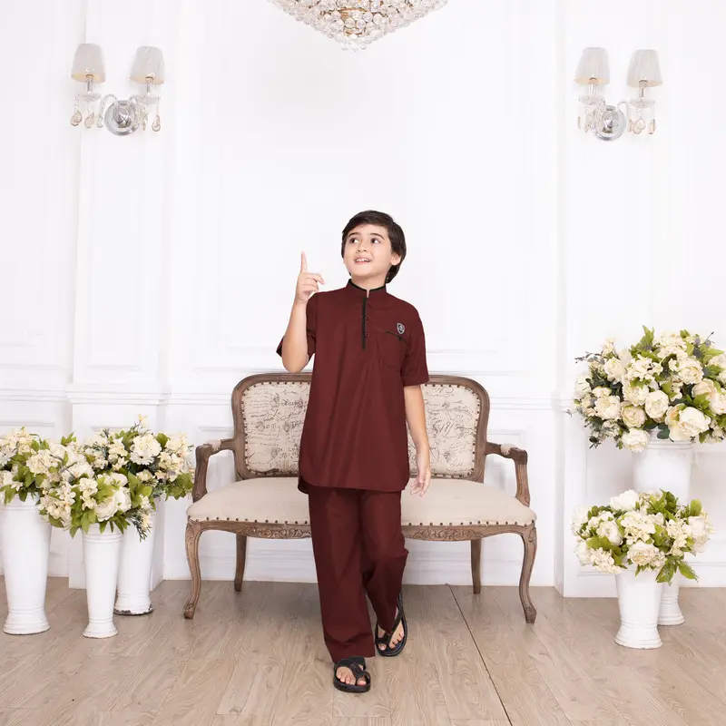 Setelan Baju  Koko Anak Tangan Pendek Polet 9 - 16 Tahun Zahran Series Original An-Nurzam 6