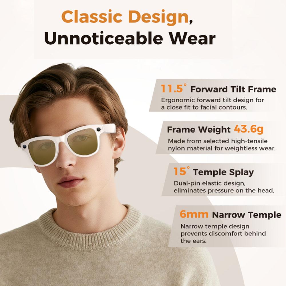 M02 AI Smart Glasses 8MP Camera Video Recording 100+Languages Translation Sunglasses Bluetooth Call Music Play with Charging Box - Image 2