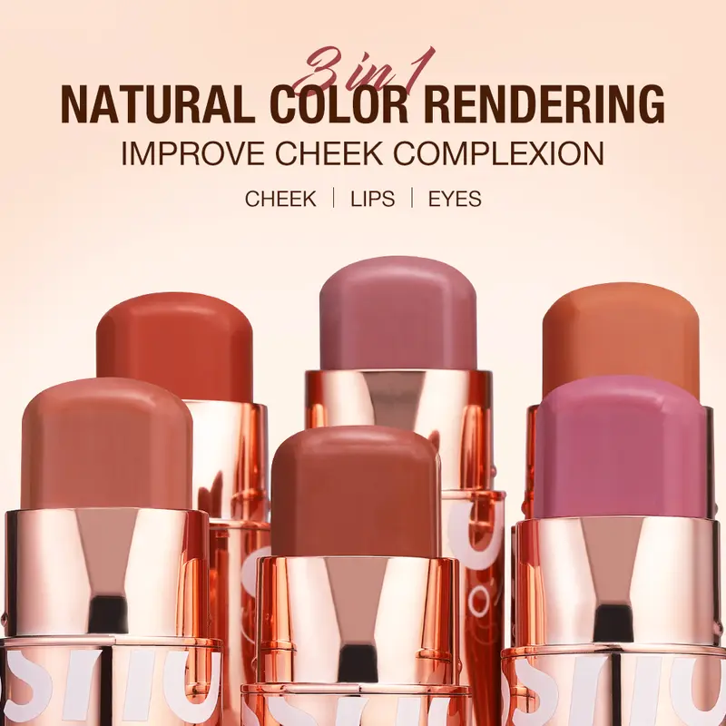 【TD】O.TWO.O Makeup Blush Stick Hydrating Gloss Lip & Cheek 6 Colors Beauty Cosmetics 6