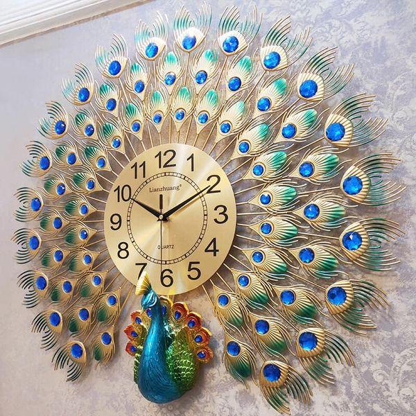 Product Introduction of Clock 60X60 cm 3D Wall Clock Peacock Clock Wall Decor Metal Wall Art Home Decor Light luxury Clock 1