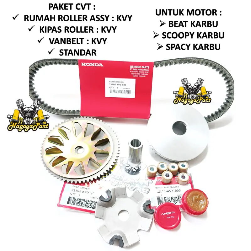 Paket Cvt Van Belt + Rumah Roller Assy Set + Kipas Roller Beat Karbu Scoopy Karbu Spacy Karbu KVY Motor 3
