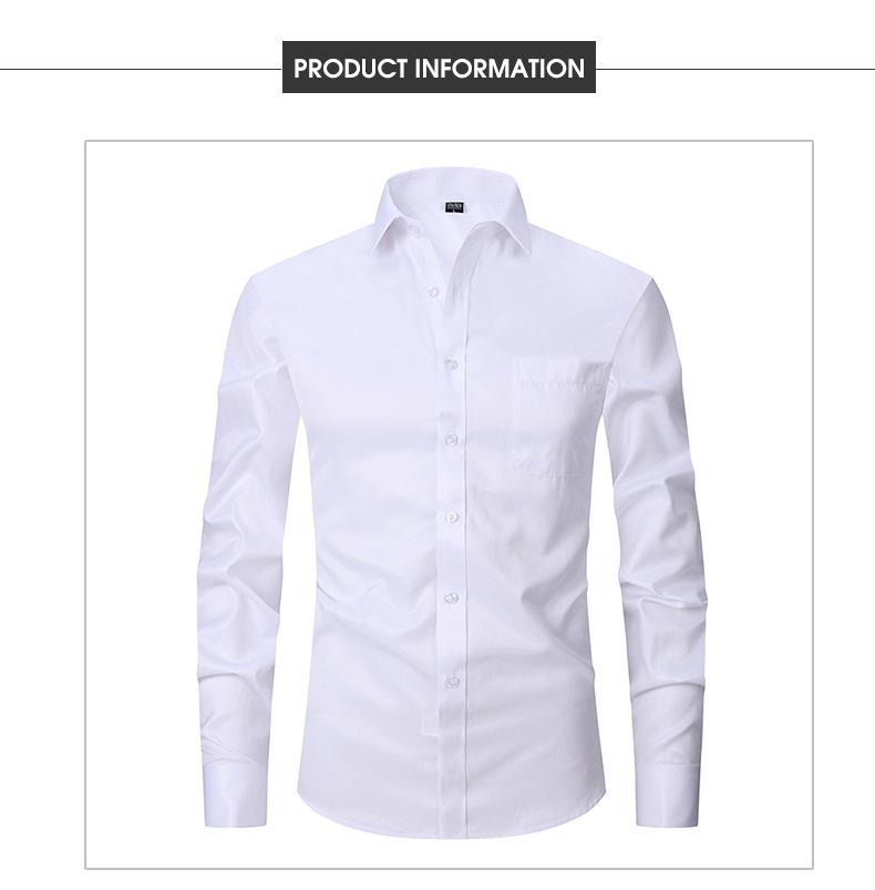 Product Introduction of Ss24 Men's French Style Shirt Business Dress Long Sleeve Shirt Solid Color Blue Striped Shirt Twill Business Style All-Match 6
