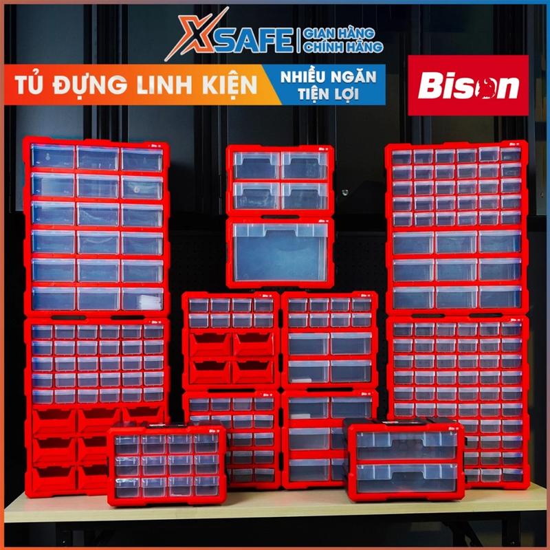 Tủ nhựa nhiều ngăn Bison, hộp đựng linh kiện dụng cụ, có thể treo tường, ghép nối Chống Bụi