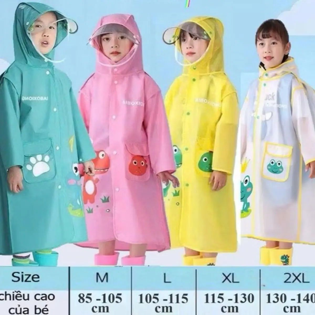Áo mưa cao cấp học sinh hoạ tiết chú ếch dễ thương