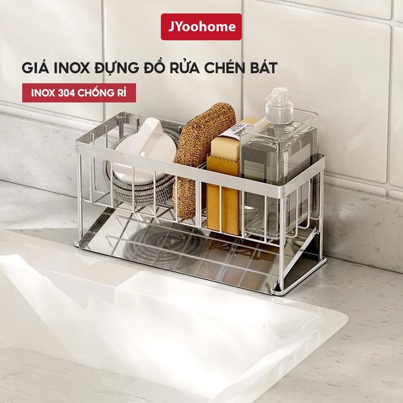 Giá Để Đồ Rửa Chén Bát JYoohome inox 304 chống rỉ Kệ Đựng Đồ Bồn Rửa Bát Tiện Lợi Kèm Khay Hứng Nước Kitchen Nhà Bếp
