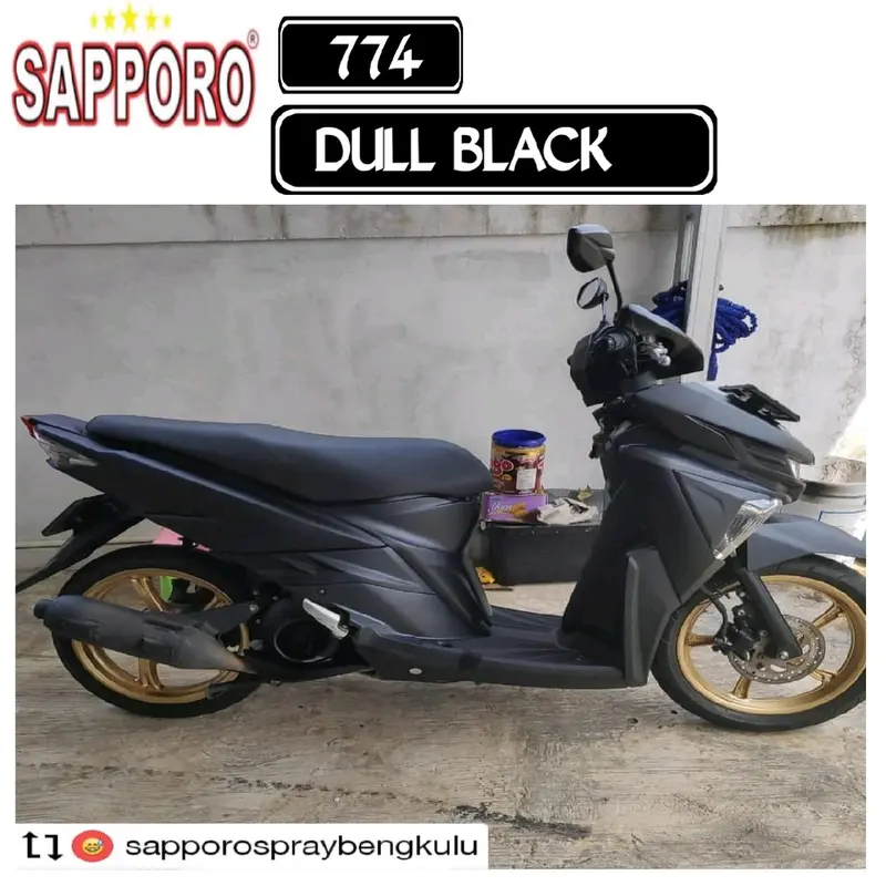 774 DULL BLACK DOFF SAPPORO STANDAR 300ml Cat Semprot Pylok Pilok Pylox / Cat Semprot / Cat Aerosol / Sapporo Standar 1