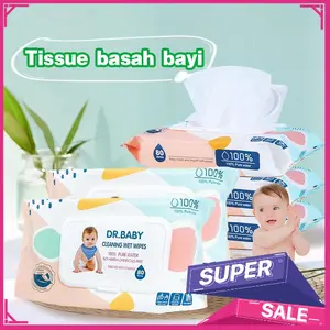 MCK - NAF- PROMO 6pack Tisu Basah 80 Lembar 100% Pure Water Cleaning Wet Wipes Banyak Varian Tissue Bayi Green Pink