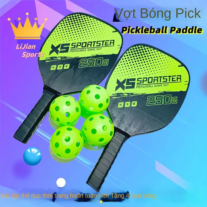 Bộ Vợt  PIckleball Sợi Các Bon Thể Thao Ngoài Trời Vợt Peak ,2 Vợt Kèm 4 Bóng .Vợt Bóng Ném Mỹ 0