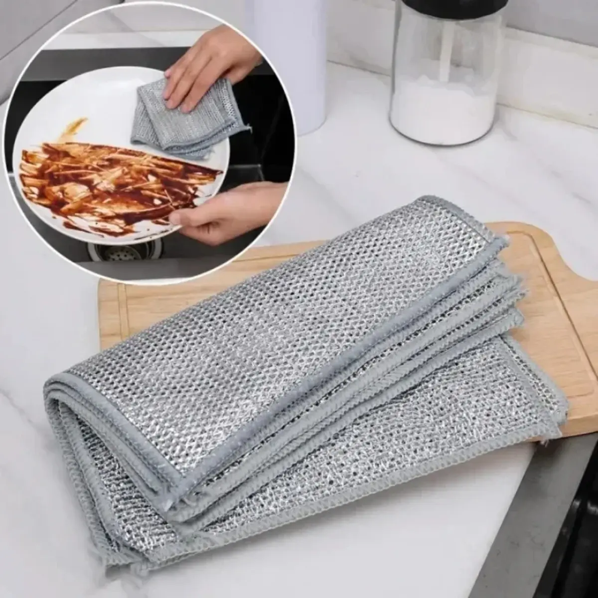 2 PCS Kitchen Double-layer Durable Dishwashing Cloth