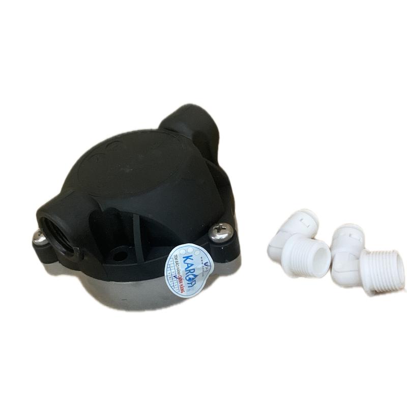 Đầu Bơm Tăng Áp KAROFI bao gồm trục bi,phớt tích hợp tặng góc ren nối nhanh dùng thay thế ,sửa chữa cho máy lọc nước RO Cao Su