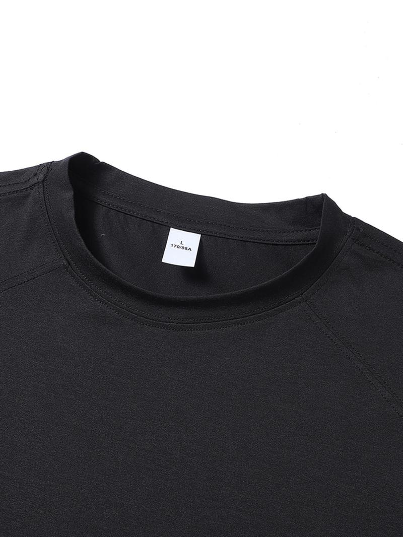 Product Introduction of Men's Solid Long Sleeve Tee, Regular Fit Casual Sporty Breathable Quick Drying T-shirt for Running Gym Workout, Men's Top for   Spring & Fall 9