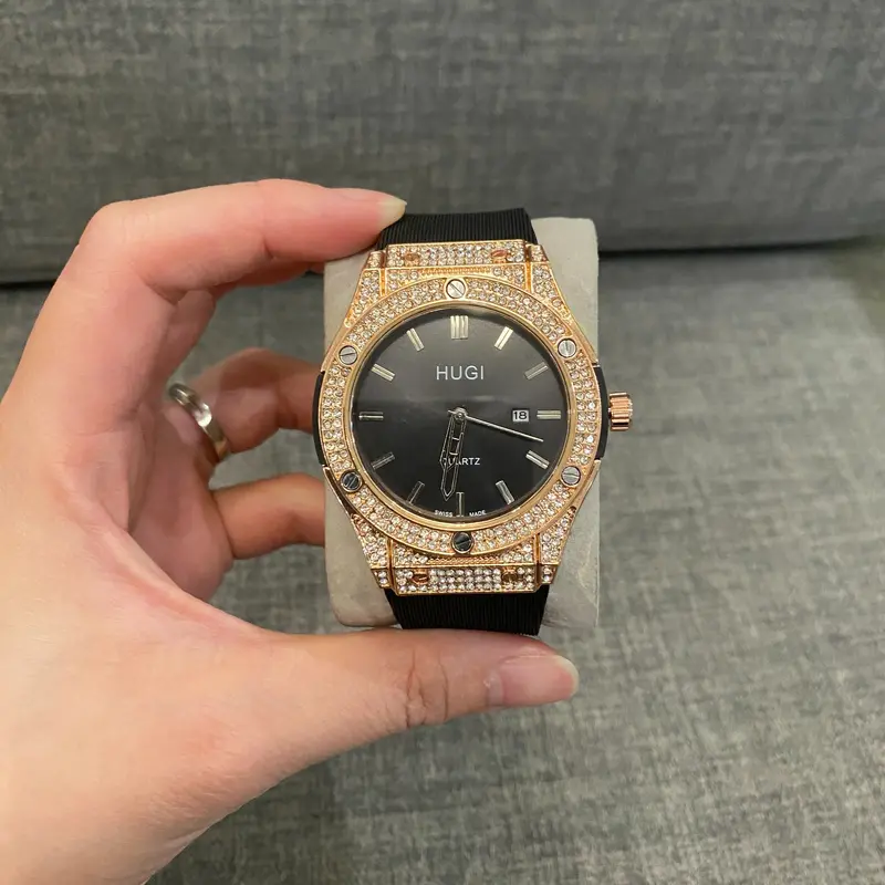 Hugi Đồng hồ Nam nữ hugi 601 luxury đính đá cao cấp sang trọng. Silicon Watch Đồng hồ Đeo Tay thời trang đẹp. Hoa 3