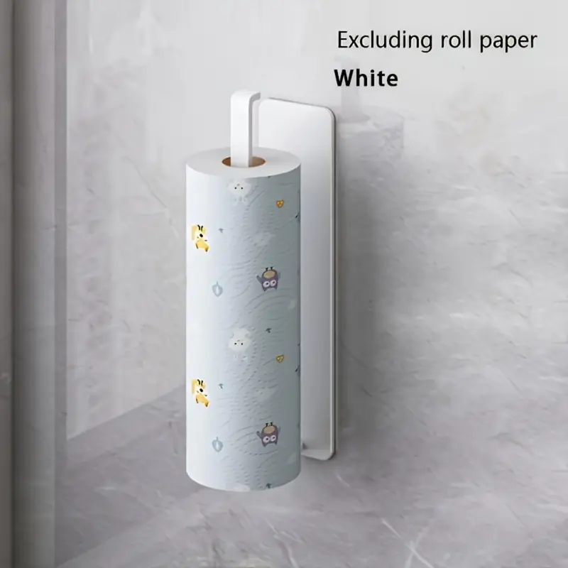 Stainless Steel Paper Towel Holder, 1 Count Wall Mounted Kitchen Roll Organizer, No-drill Cling Film and Cloth Storage Rack, Restroom Supplies, Home Goods 5