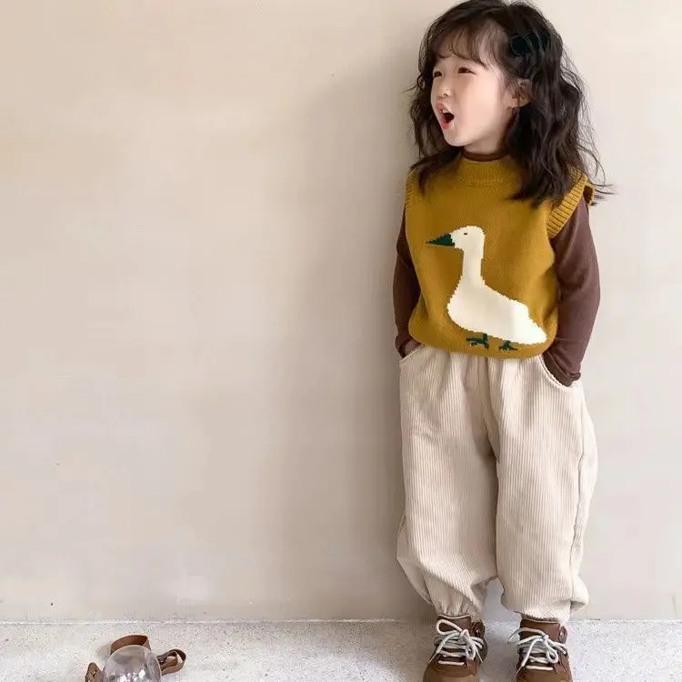 Áo Ghi Lê Dệt Kim, Cho Bé Gái, Phong Cách Mùa Xuân Và Mùa Thu, Phong Cách Phương Tây, Có Thể Mặc Ngoài Trời Cho Trẻ Em, Thời Trang, Áo Ghi Lê Bé Gái Ngọt Ngào