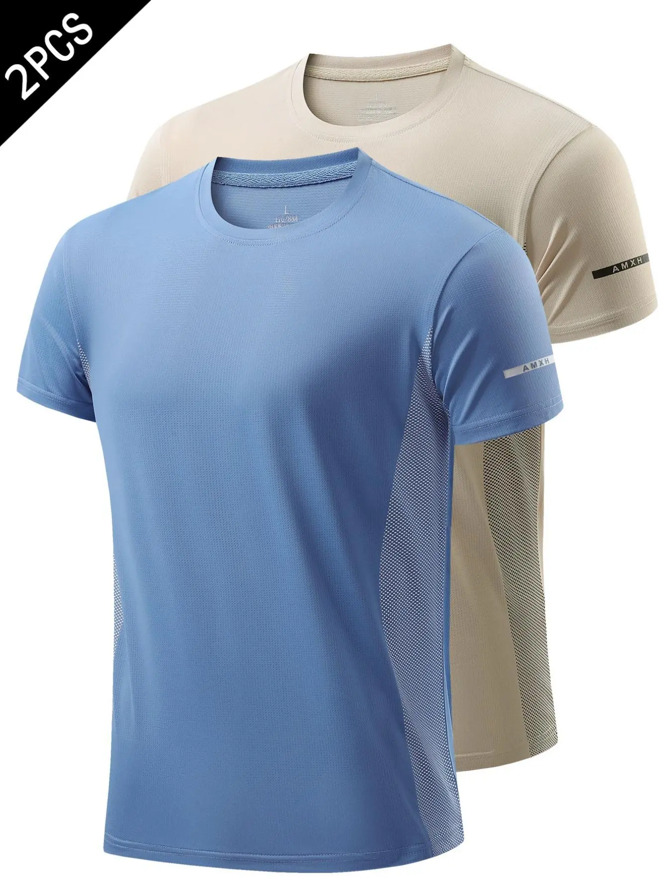 Men's Solid Round Neck Sports Tee, Breathable Quick Drying Crew Neck T-Shirt, Casual Short Sleeve Top for Outdoor Cycling Running Exercise