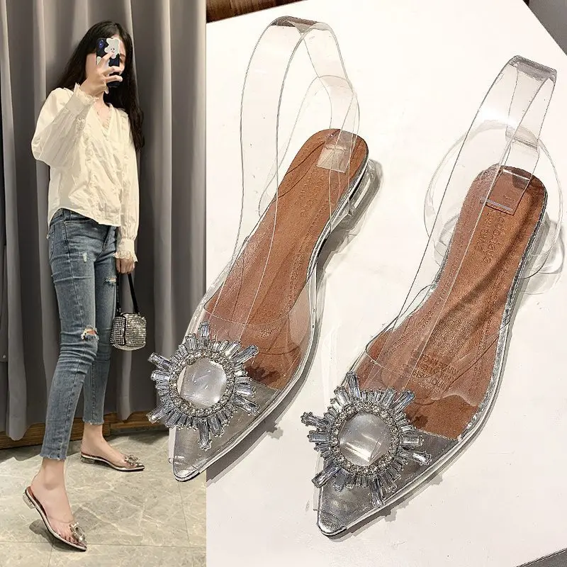 Sandal 0129 Fashion Sepatu Heels Bohemian Transparant Shoes Heels Wanita bisa COD Sendal 1