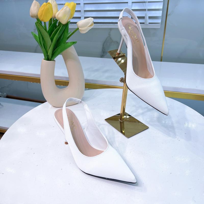 Giày Sandal Hở Gót Bít Mũi Trơn In Vân Nổi 3D Gót Nhọn 9cm, Sandal Nữ Cao Gót 9 Phân Mã U57 Shoes