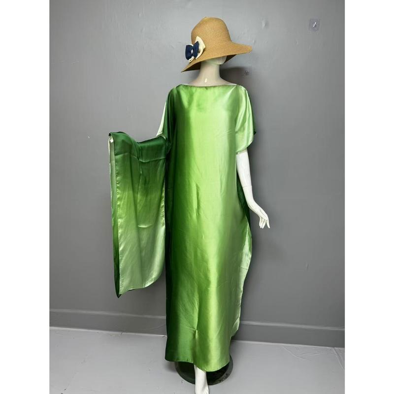 SOURCE Popular Satin Artificial Silk Gradient Printing Muslim plus Size Women's Two-Piece Robe 3