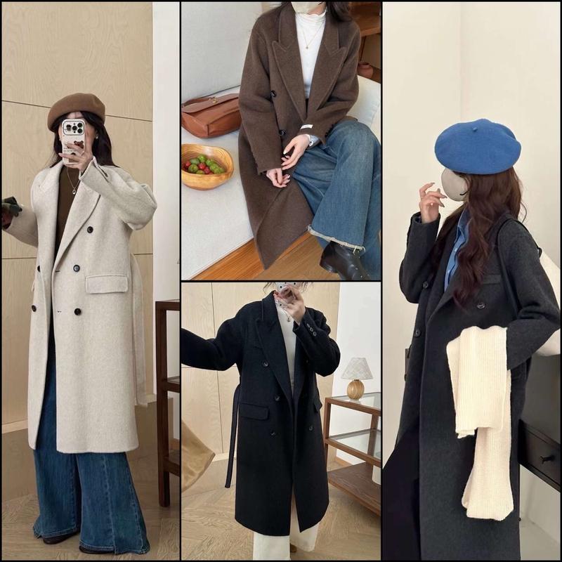 Dạ6 Áo Dạ Ép Lông Cừu Kèm Dây Đai Phong Cách Sang Chảnh, Thanh Lịch Dáng Dài Form Suông Hàn Q