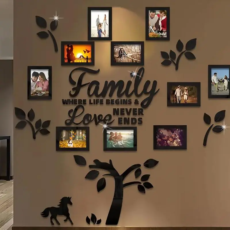 Family Tree Pattern Photo Frame Wall Sticker, Self Adhesive DIY Photo Collage Gallery, Wall Decor for Living Room, Home, Wedding, New Year, Anniversary, Ornaments, Home Essentials