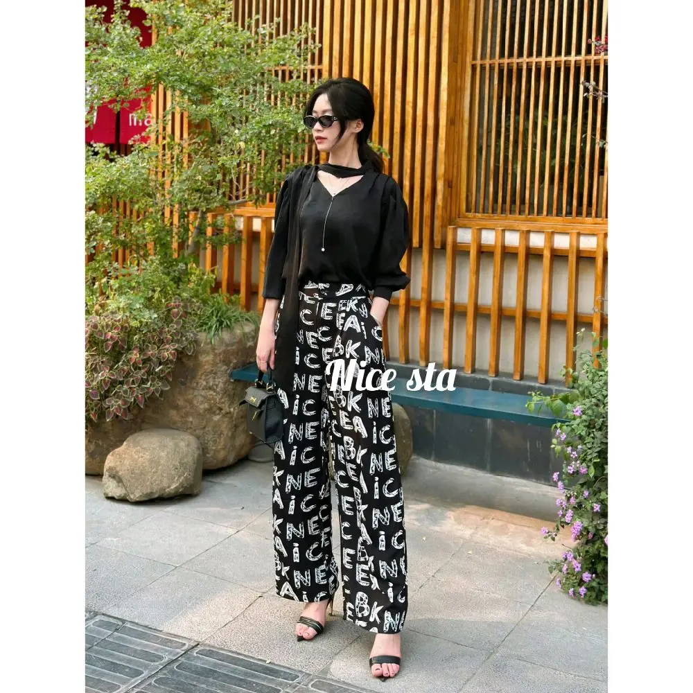 Quần suôn nữ lụa MANGO đẹp nhiều tông màu dành cho các chị em Women Nhung Tua Rua Pants Nho