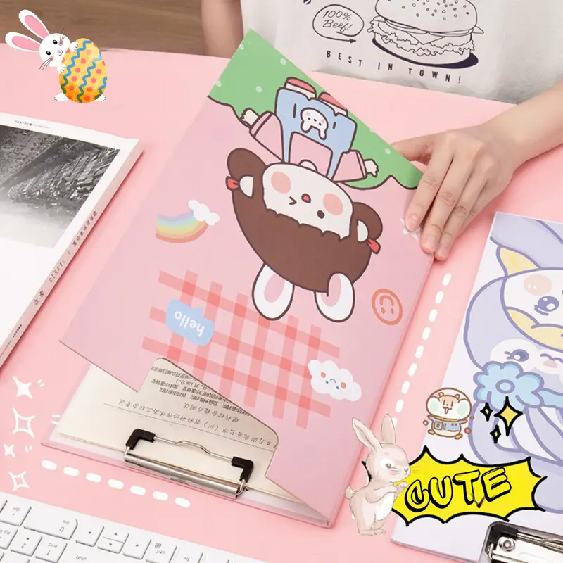 TOPER Papan Ujian Klip Papan Jalan Clipboard Estetik Asthetic Karakter Lucu Berwarna Kertas A4 Full Color 7