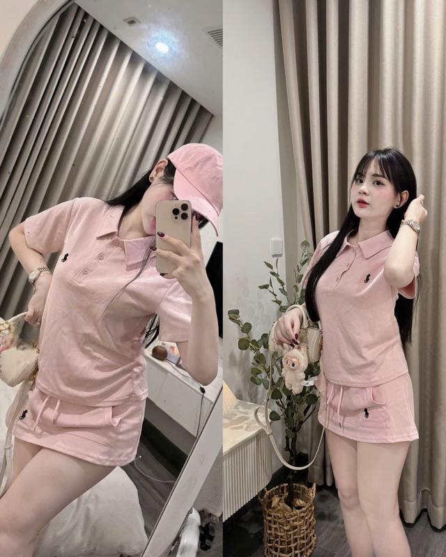 Set váy áo polo+ chân váy thêu ngựa cạp chun có túi chất UMI lạnh hàn phong cách thanh lịch dễ mặc top women trend hè 2025 bu TH Store