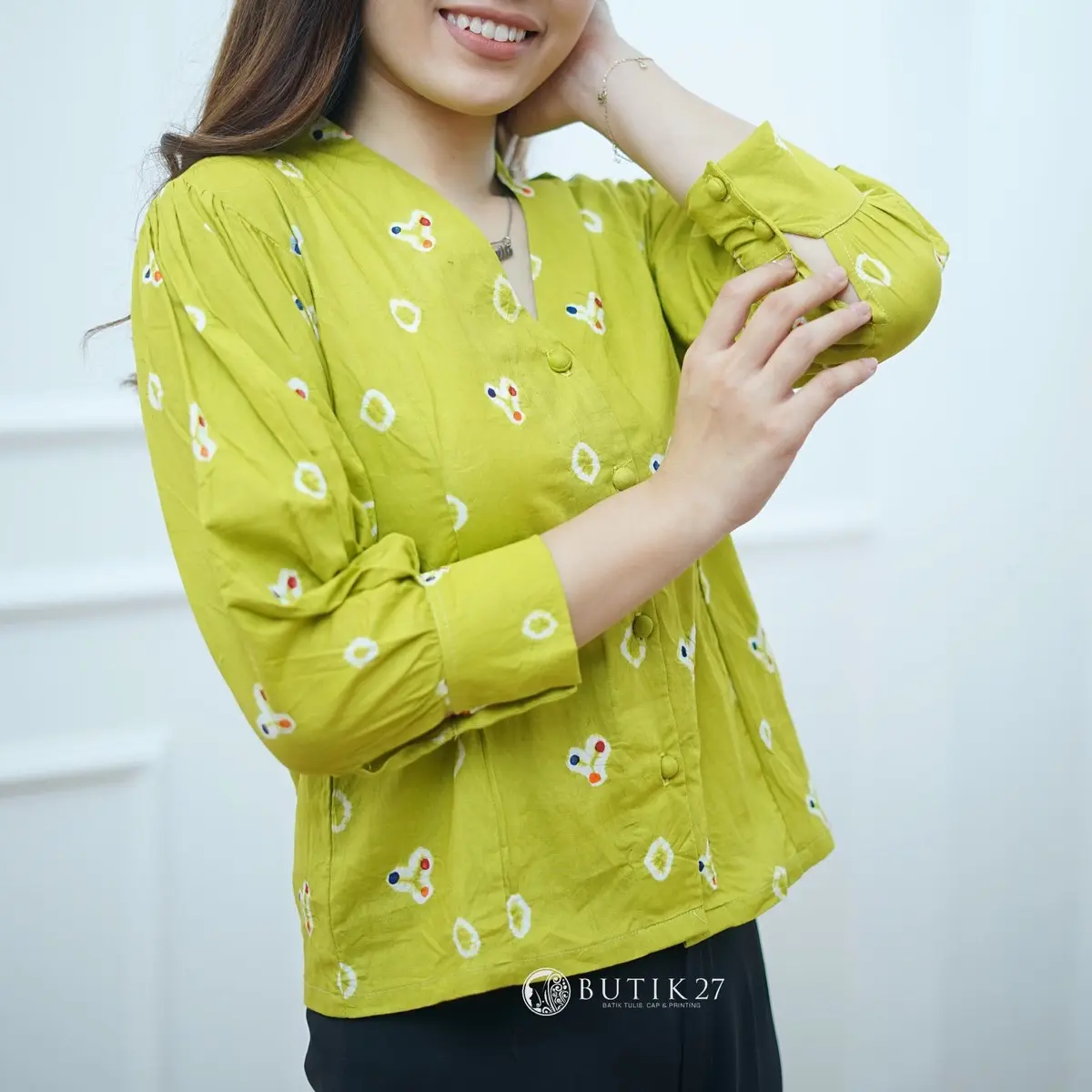 BUTIK27 - Ariana Blouse Jumputan Lengan 3/4 Baju Panjang