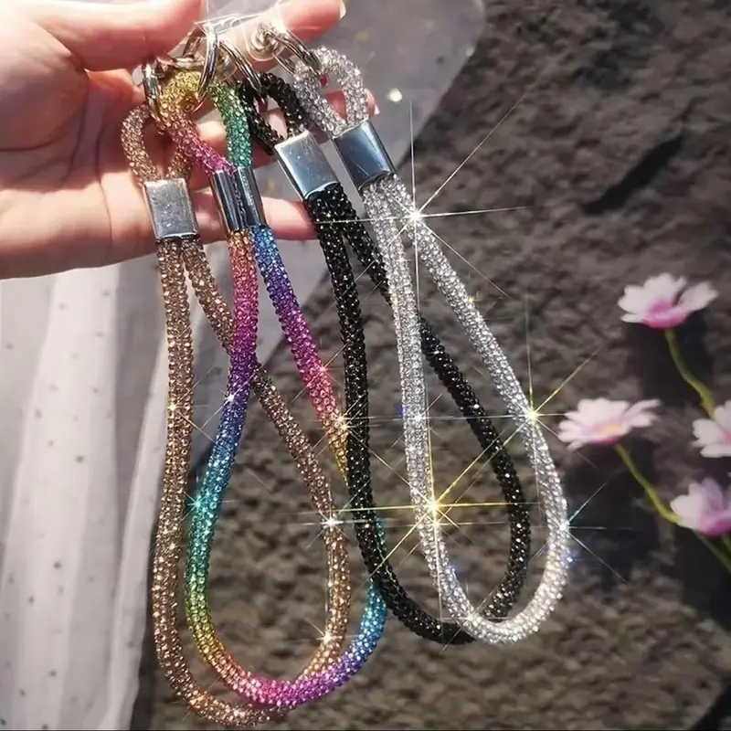 Rhinestone Decorated Phone Lanyard, Fashionable Phone Lanyards, Durable Short Phone Charm for Women, Phone Accessories for Daily Use 0