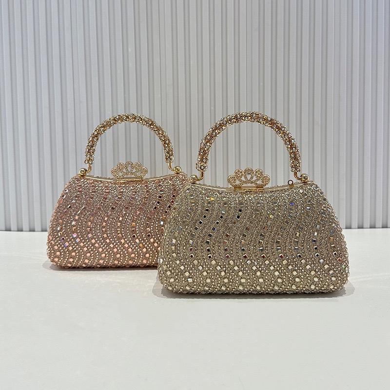 Túi Xách Dự Tiệc Khoá Đá Vương Miện Nổi Bật-Túi Xách Trung Niên Quí Bà Đính Đá Kim Cương Lấp Lánh Sang Trọng-Túi Dạ Hội Đi Tiệc Cưới Cho Mẹ Bag Nữ Đinh