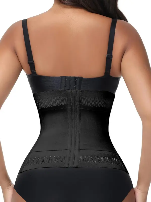 Women's Solid Color Hook & Eye Closure Waist Trainer, Breathable Comfortable Tummy Control Shaper, Waist Cincher for Women 1