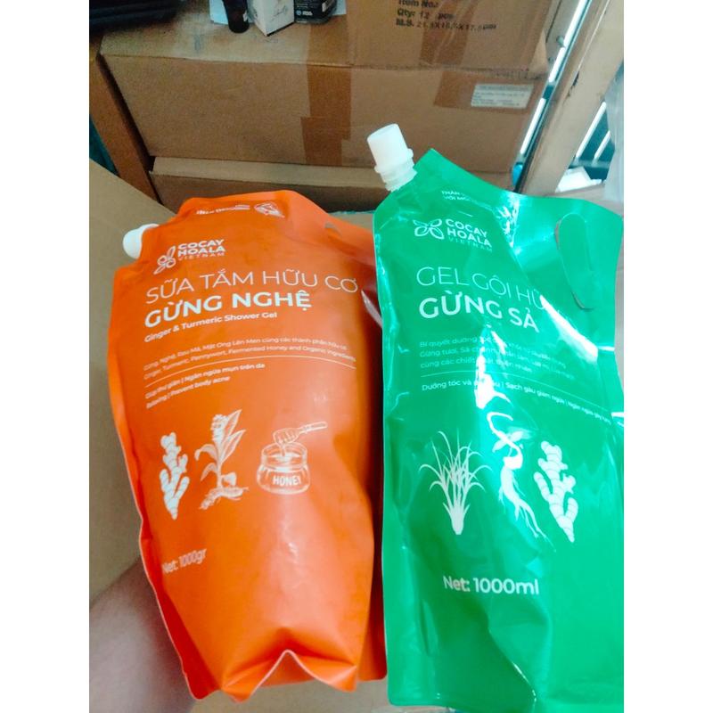 [combo]Túi Sữa Tắm Gừng Nghệ + Túi Gội Gừng Sả Cỏ Cây Hoa Lá 1000ml 5