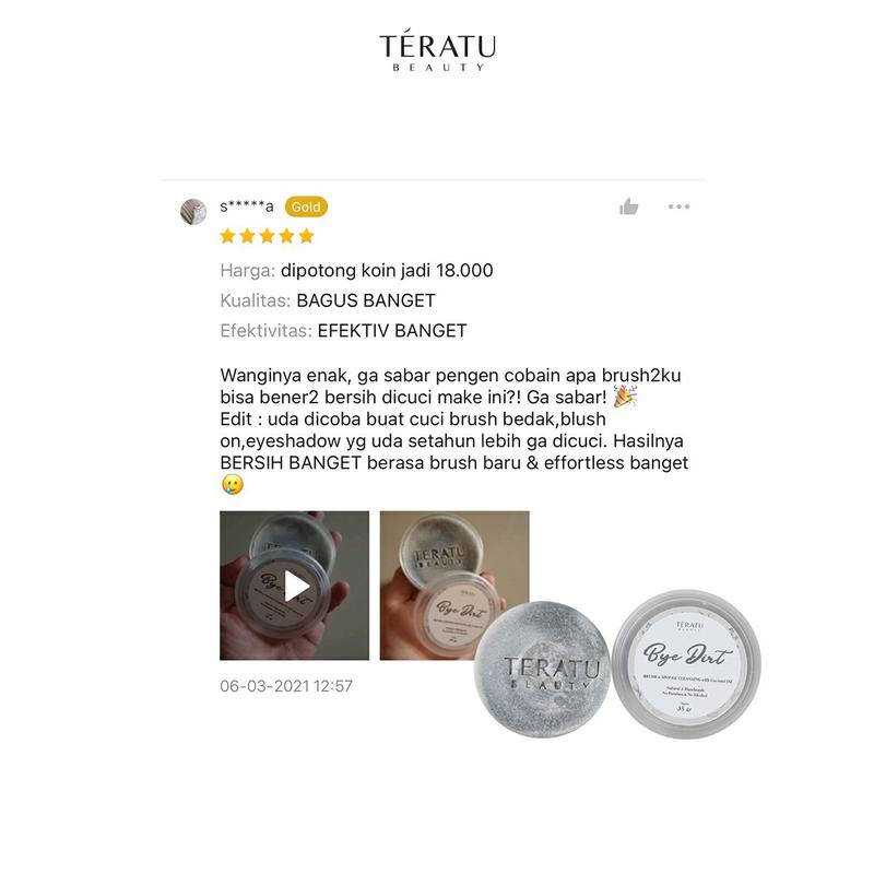 TERATU BEAUTY Bye Dirt Brush & Sponge Cleansing Soap with Coconut Oil 3
