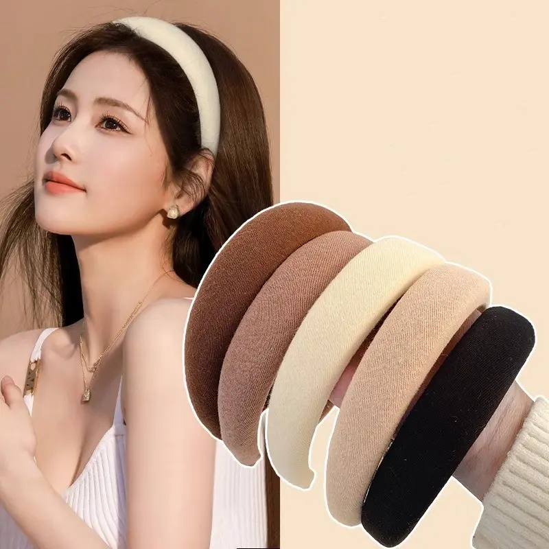 Korean Style Wide-Brimmed Sponge Headband For Women Fashion Hair Accessories